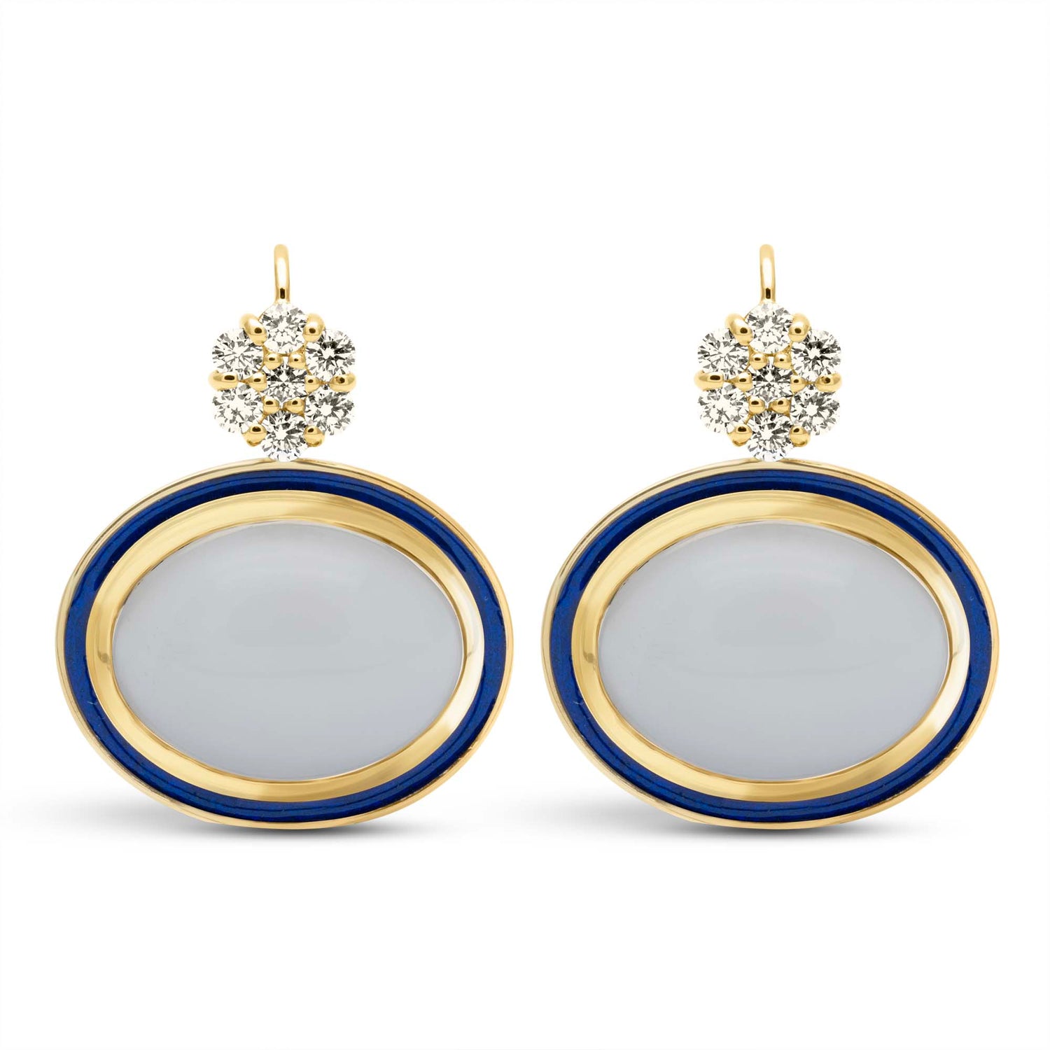 Earrings - Moonstone And Diamond (Enamel) | Singhvi Jewels
