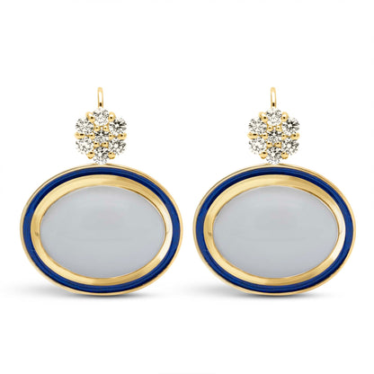 Earrings - Moonstone And Diamond (Enamel) | Singhvi Jewels