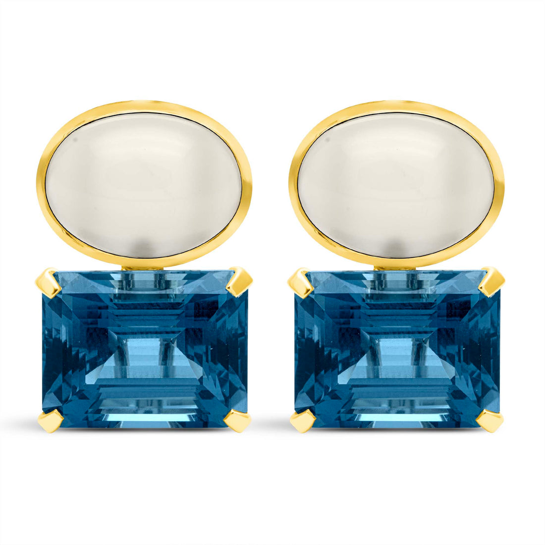Earrings - Moonstone And Blue Topaz | Singhvi Jewels