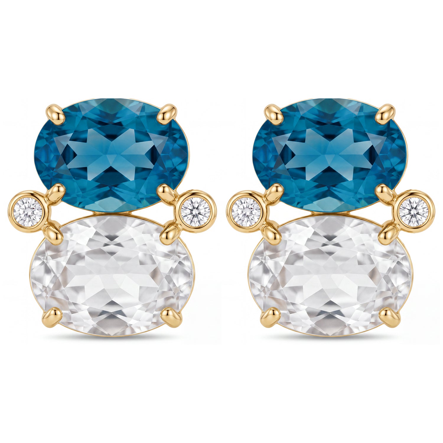 Earrings - Blue Topaz, Crystal And Diamond | Singhvi Jewels