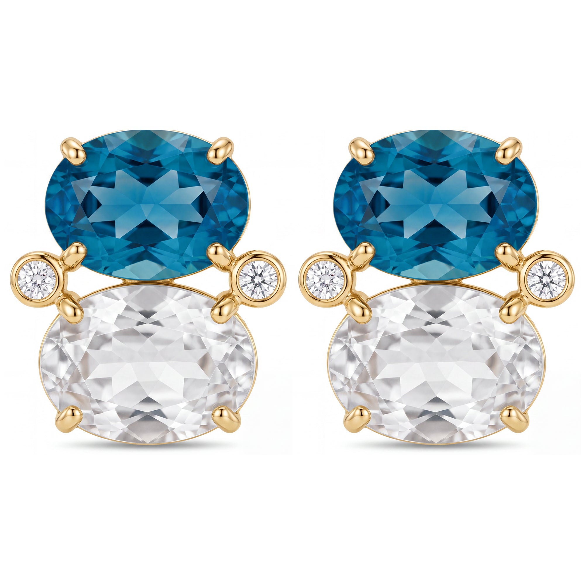 Earrings - Blue Topaz, Crystal And Diamond | Singhvi Jewels