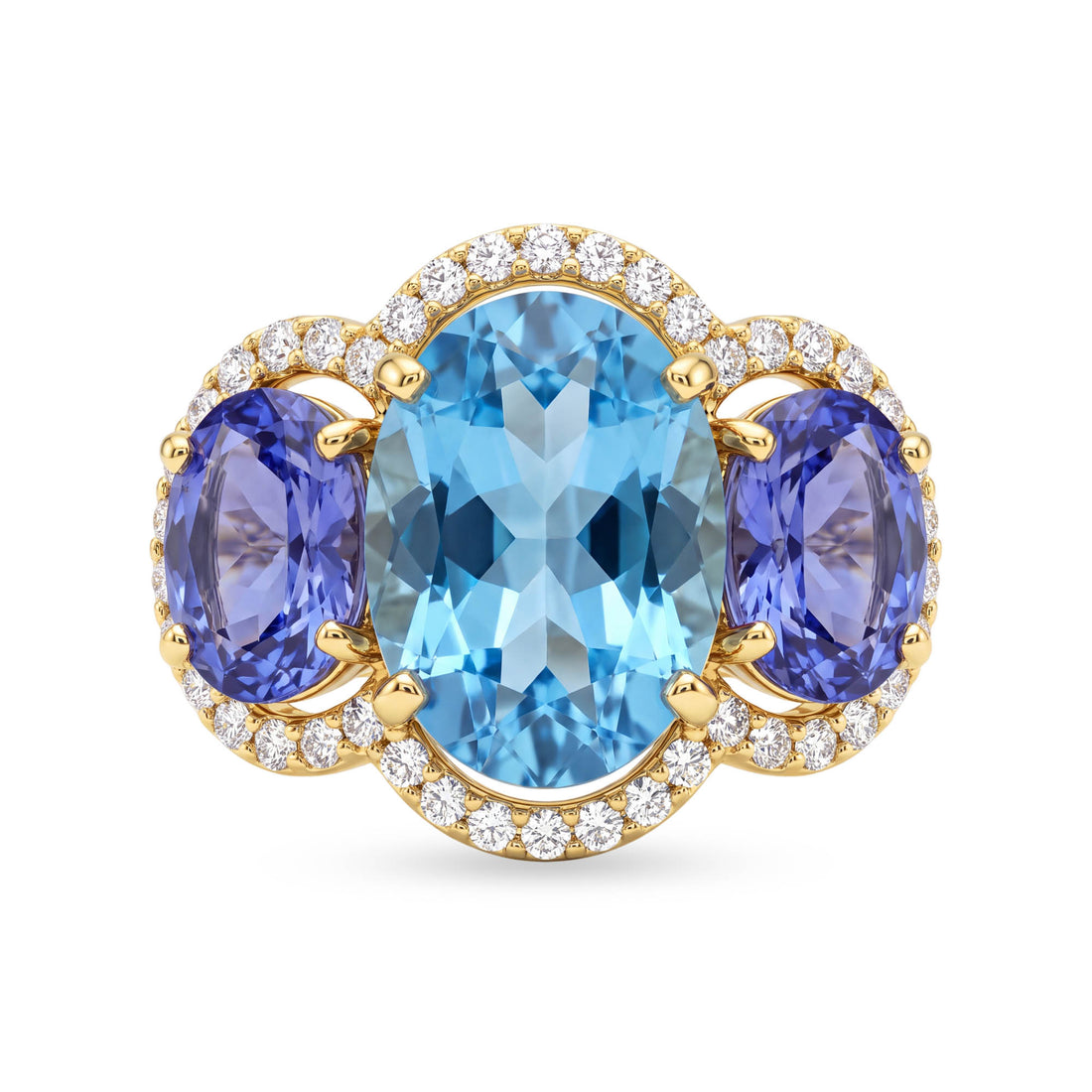 Ring - Blue Topaz, Tanzanite And Diamond | Singhvi Jewels