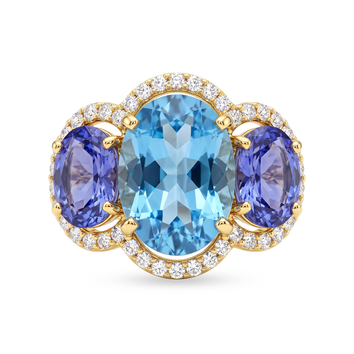 Ring - Blue Topaz, Tanzanite And Diamond | Singhvi Jewels