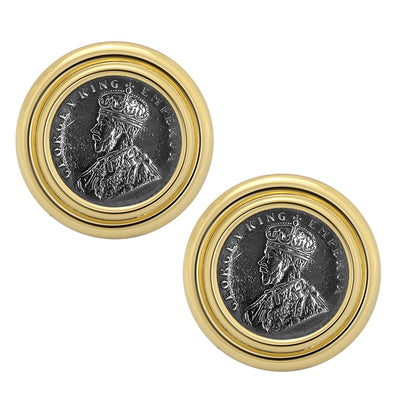 Earrings - Silver Coin In Gold (57AM)