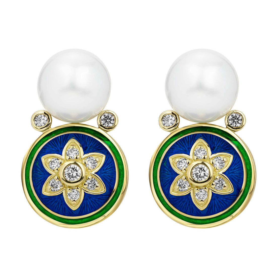 Earrings - South Sea Pearl and Diamond (Enamel) | Singhvi Jewels
