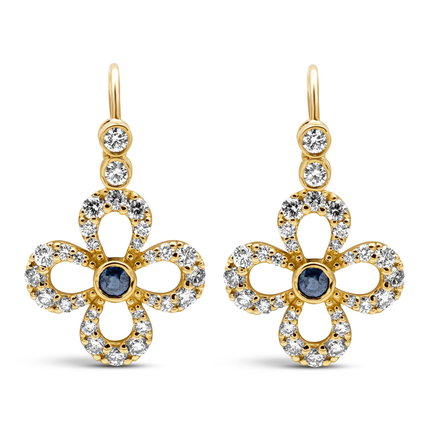 Earrings - Blue Sapphire And Diamond