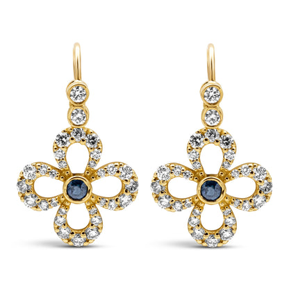 Earrings - Blue Sapphire And Diamond