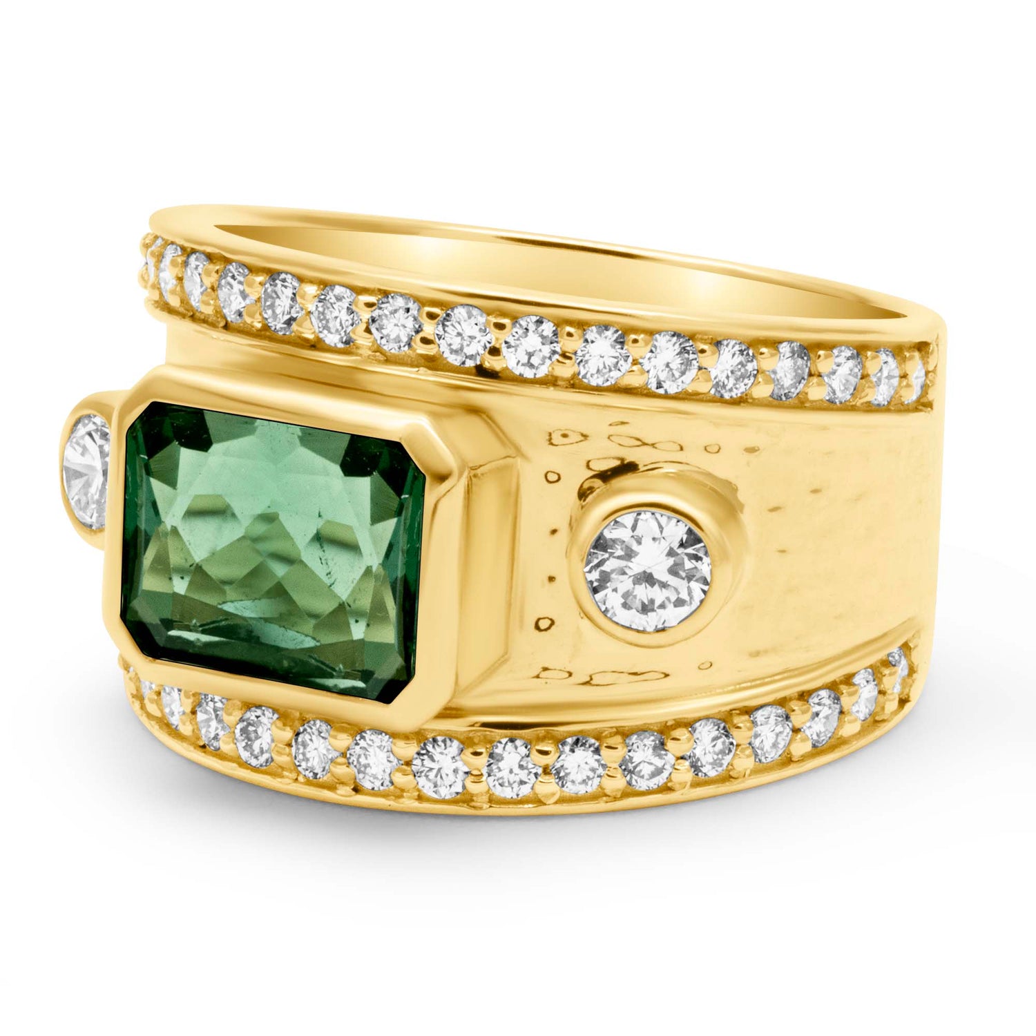 Ring- Green Tourmaline And Diamond In 18k Gold | Singhvi Jewels