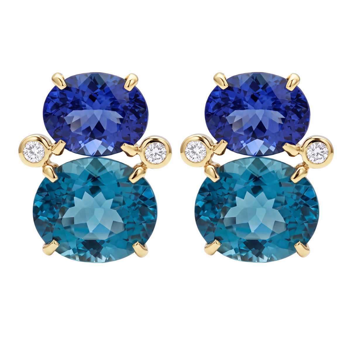 Earrings - Blue Topaz, Tanzanite And Diamond | Singhvi Jewels
