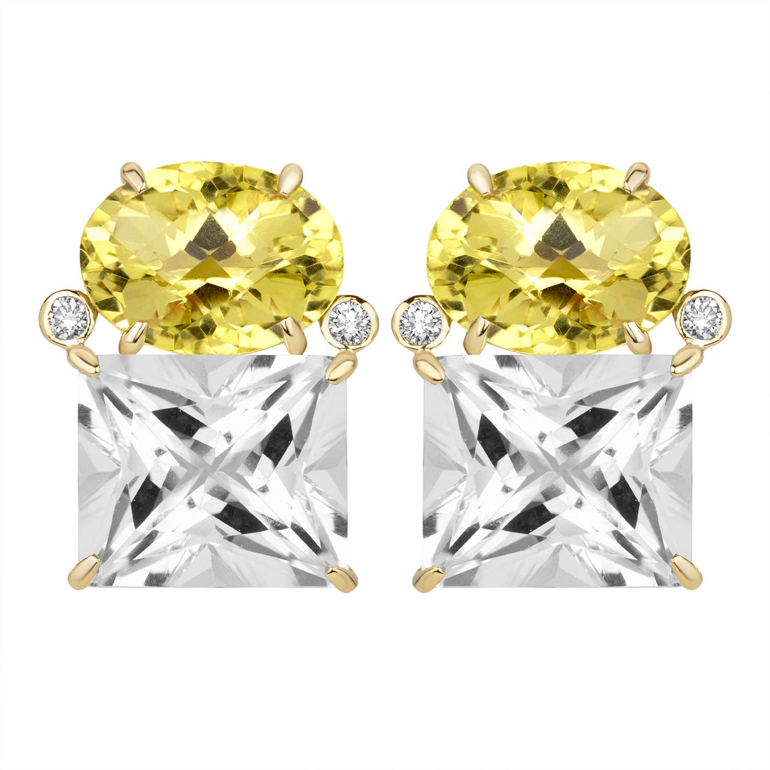 Earrings - Lemon Quartz, Crystal and Diamond | Singhvi Jewels