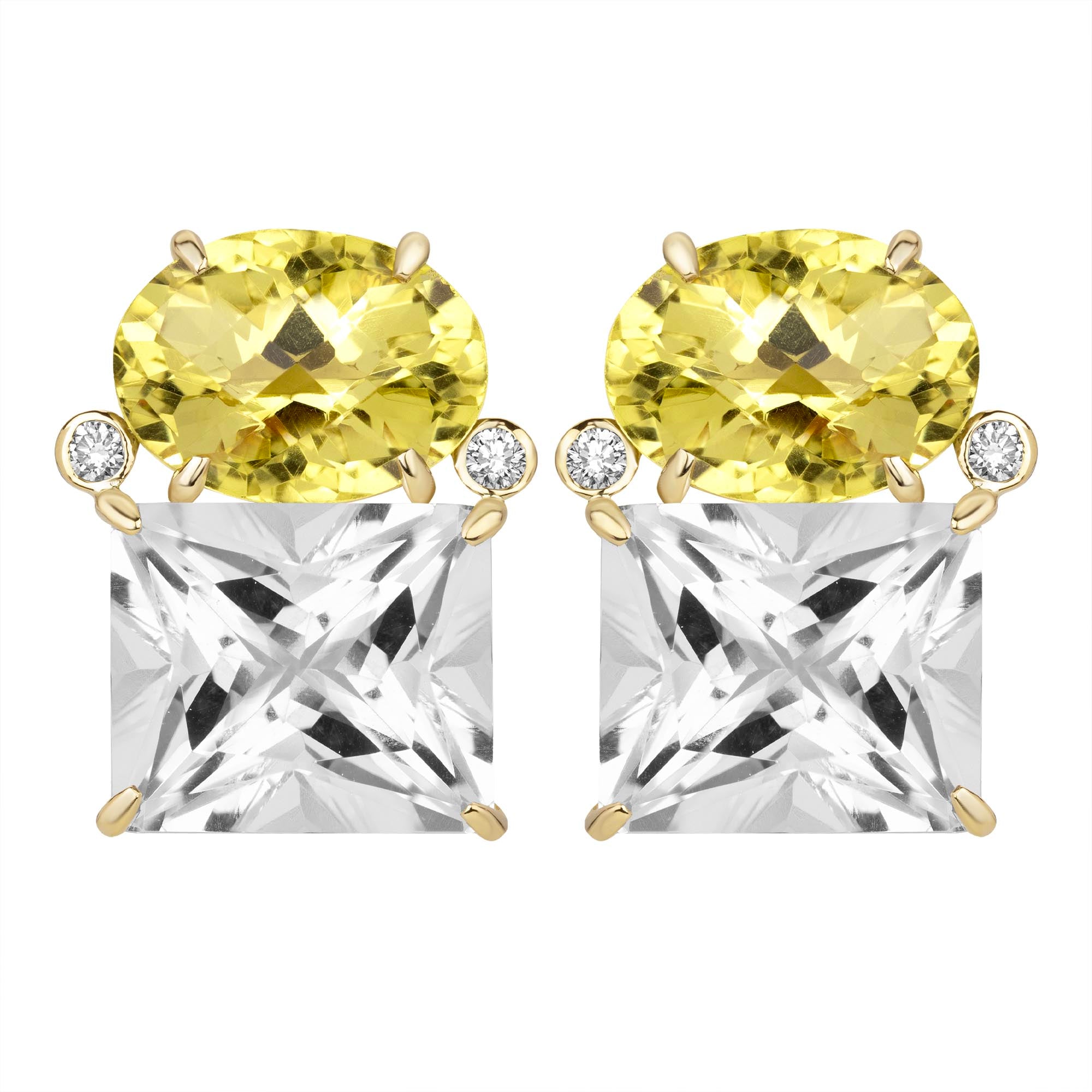 Earrings - Lemon Quartz, Crystal and Diamond | Singhvi Jewels