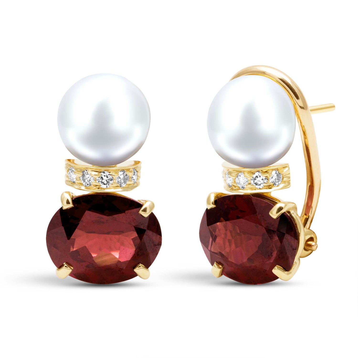 Earrings - South Sea Pearl, Rubellite And Diamond | Singhvi Jewels