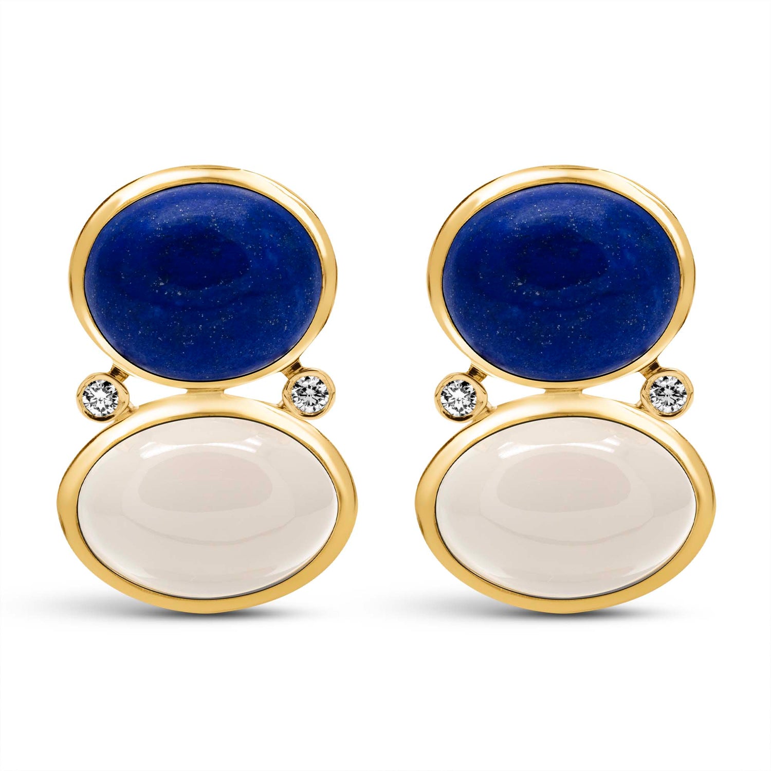 Earrings - Lapis Lazulli, Moonstone And Diamond (2443E) | Singhvi Jewels