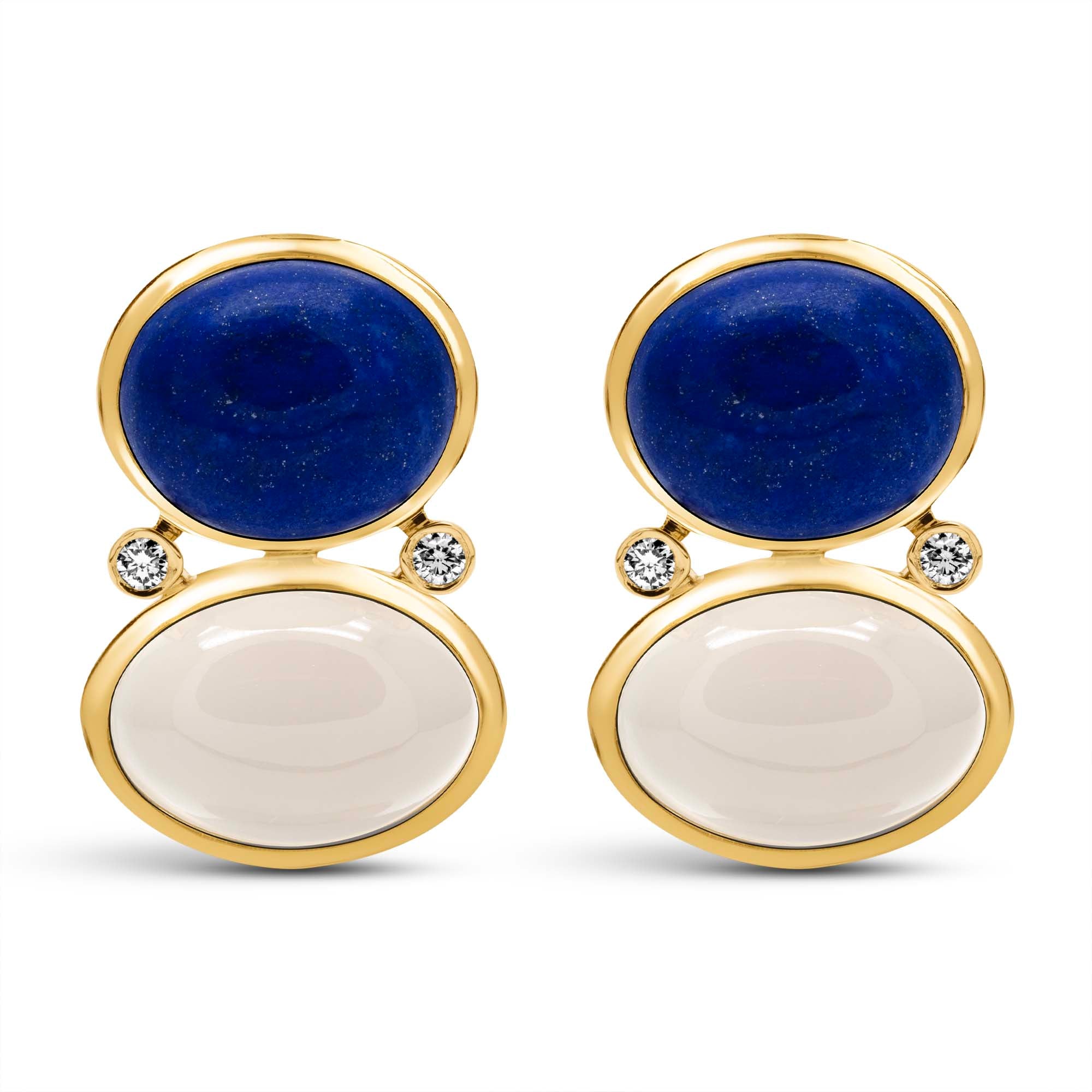 Earrings - Lapis Lazulli, Moonstone And Diamond (2443E) | Singhvi Jewels
