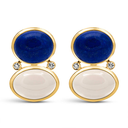 Earrings - Lapis Lazulli, Moonstone And Diamond (2443E) | Singhvi Jewels