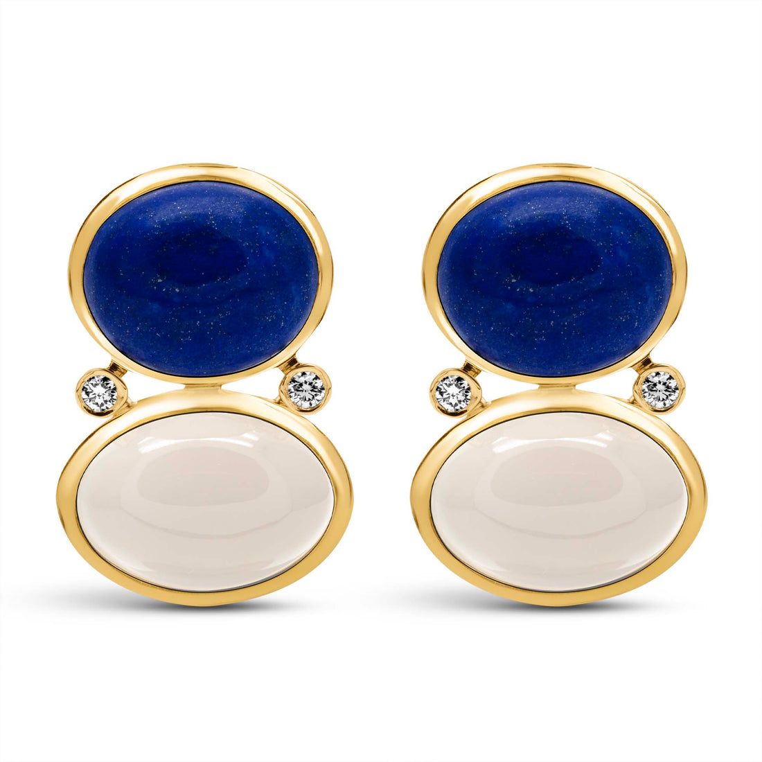 Earrings - Lapis Lazulli, Moonstone And Diamond | Singhvi Jewels