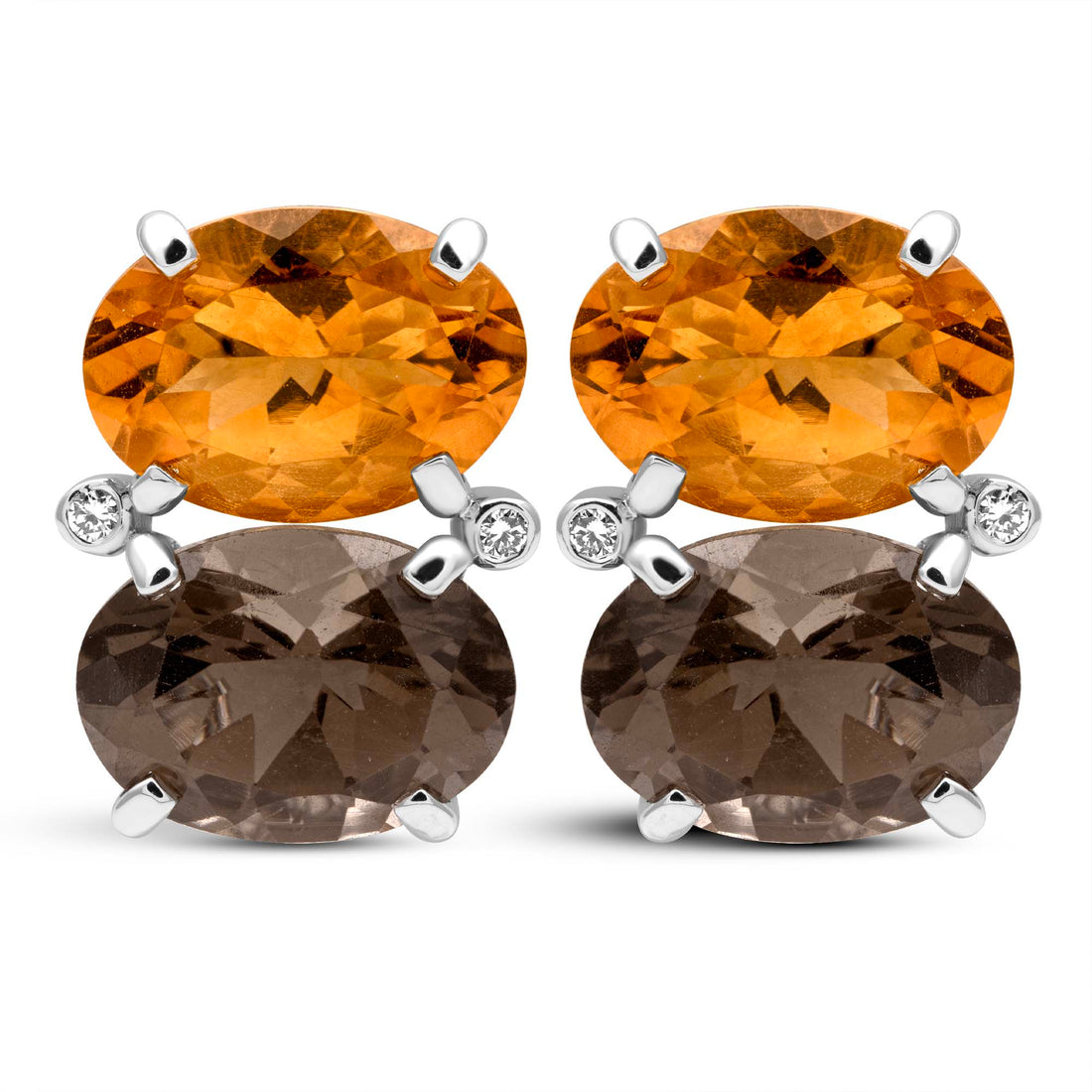 Earrings - Citrine, Smoky Quartz And Diamond | Singhvi Jewels