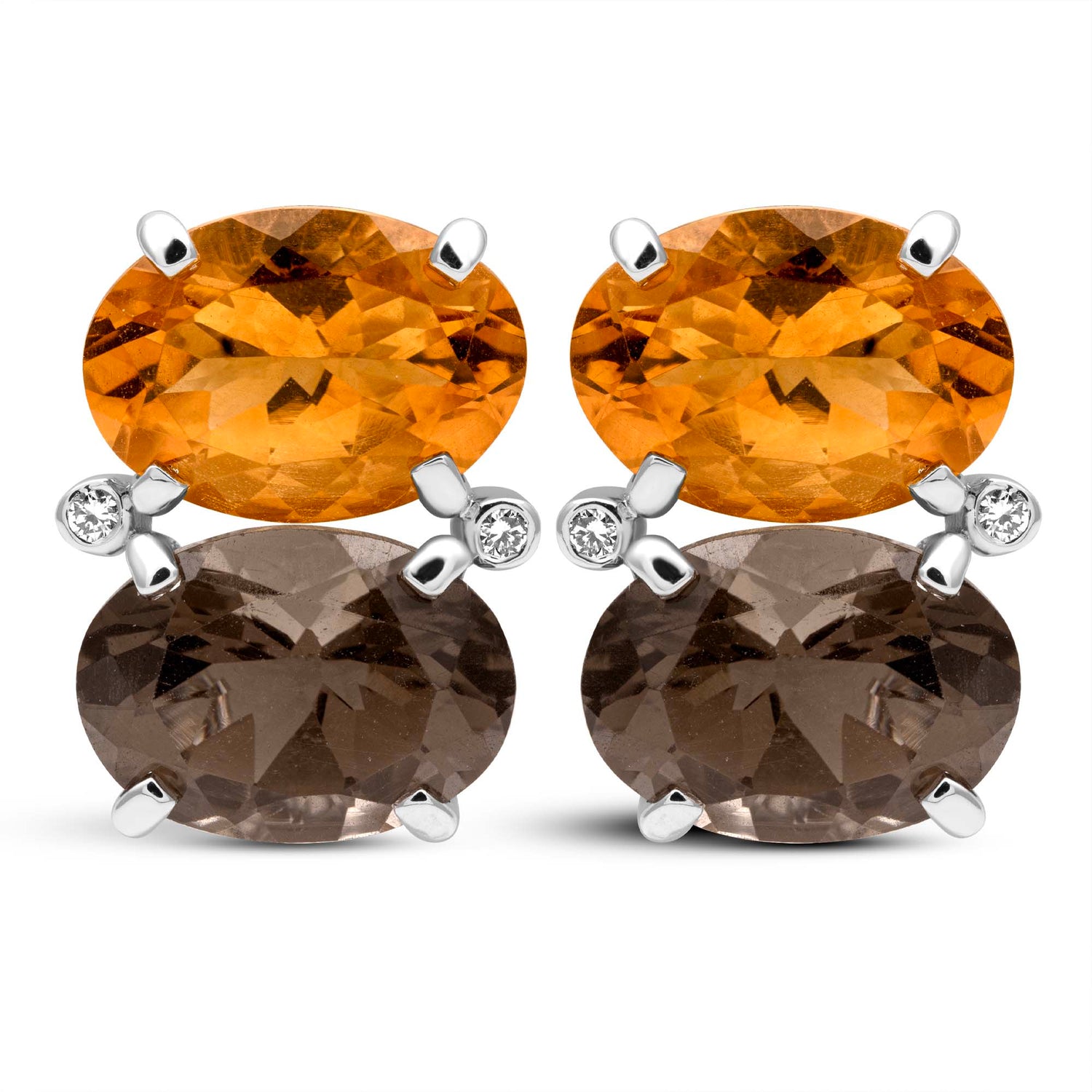 Earrings - Citrine, Smoky Quartz And Diamond | Singhvi Jewels