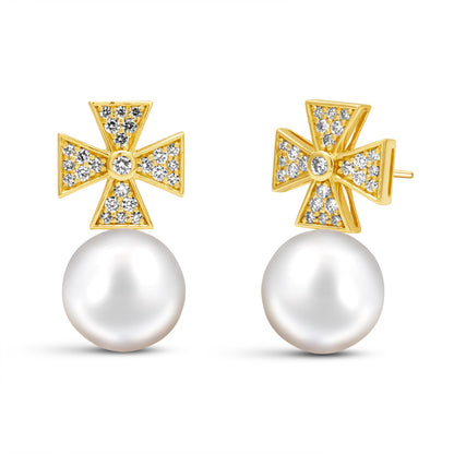 Earrings - South Sea Pearl And Diamond | Singhvi Jewels