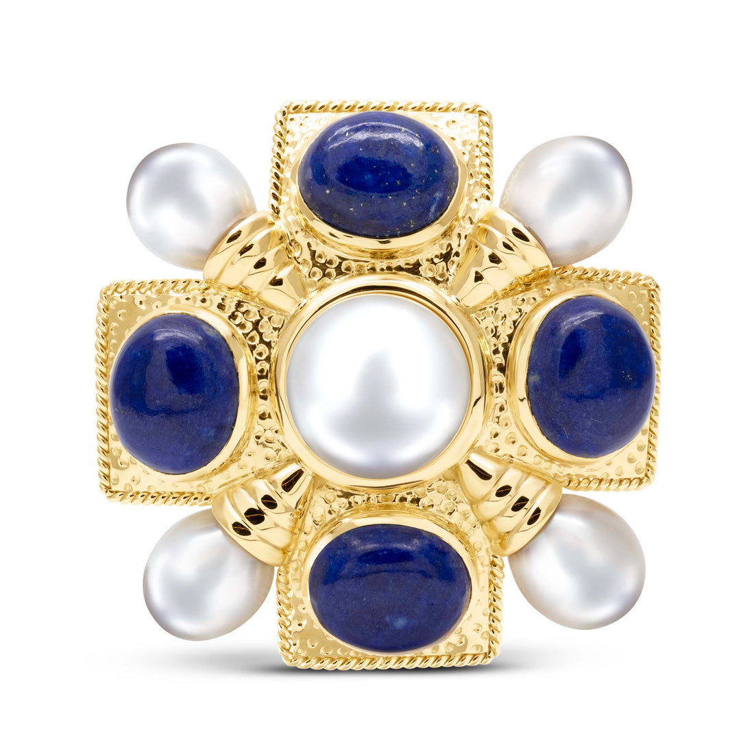Brooch - Lapis Lazuli And Pearl | Singhvi Jewels