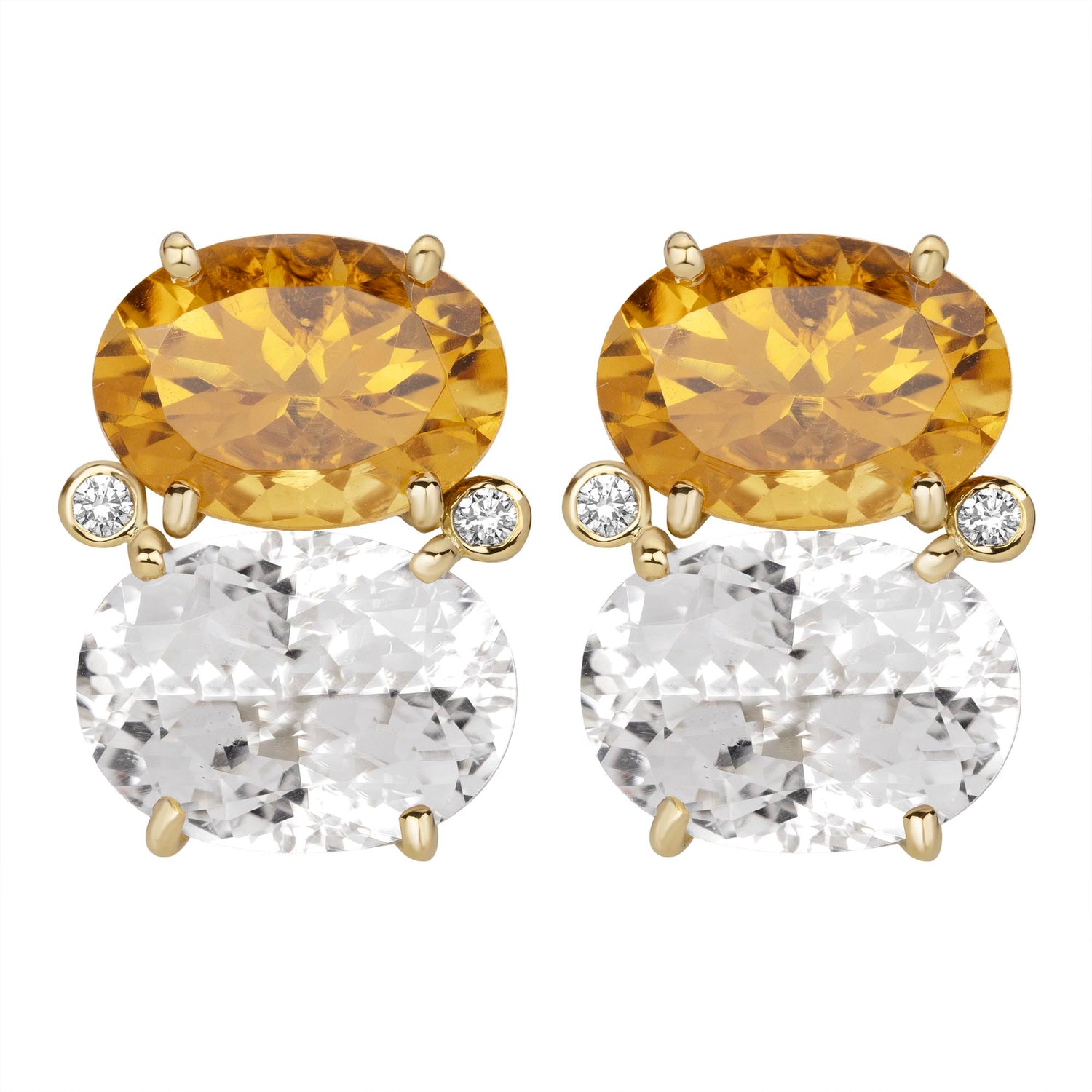 Earrings - Citrine, Crystal and Diamond | Singhvi Jewels