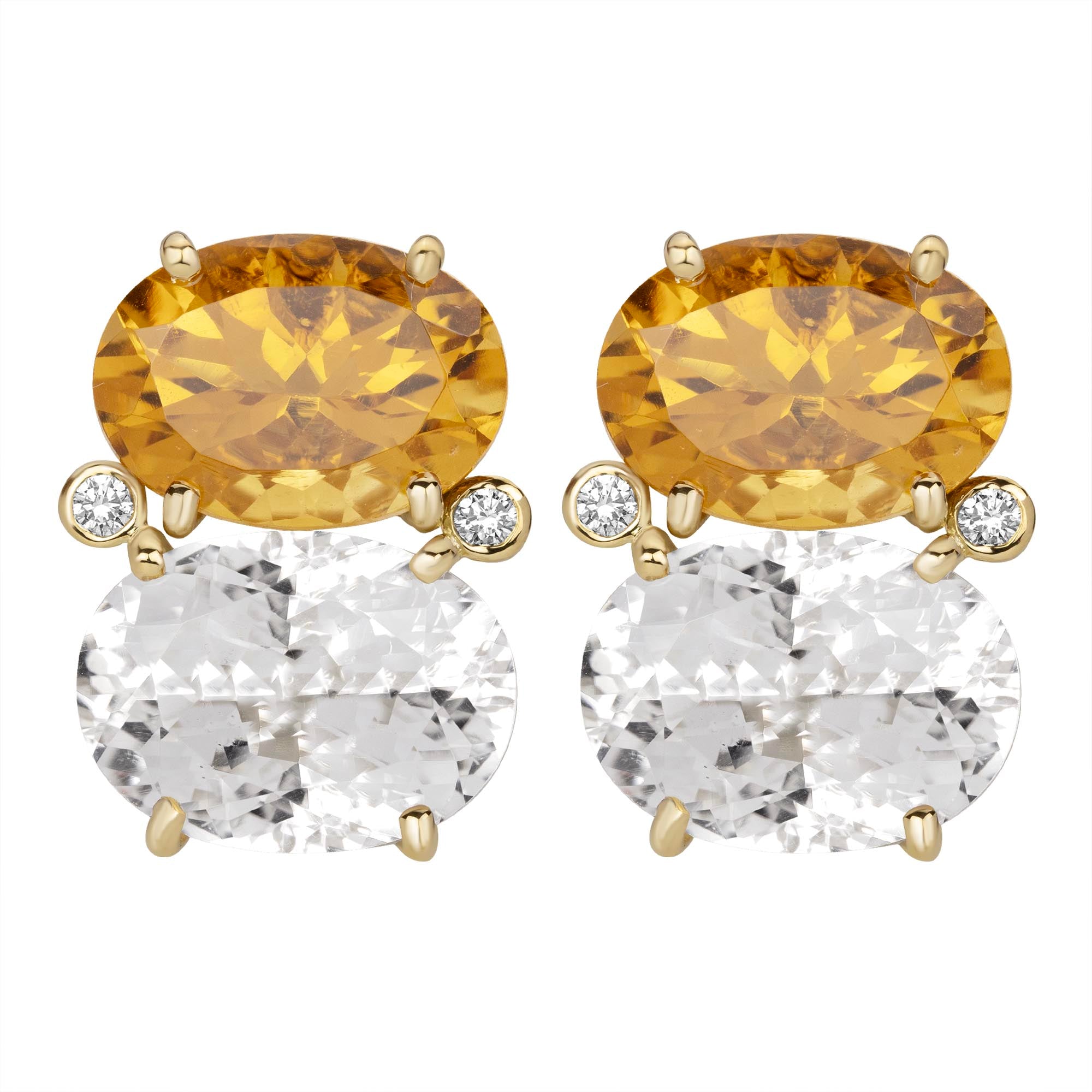 Earrings - Citrine, Crystal and Diamond | Singhvi Jewels