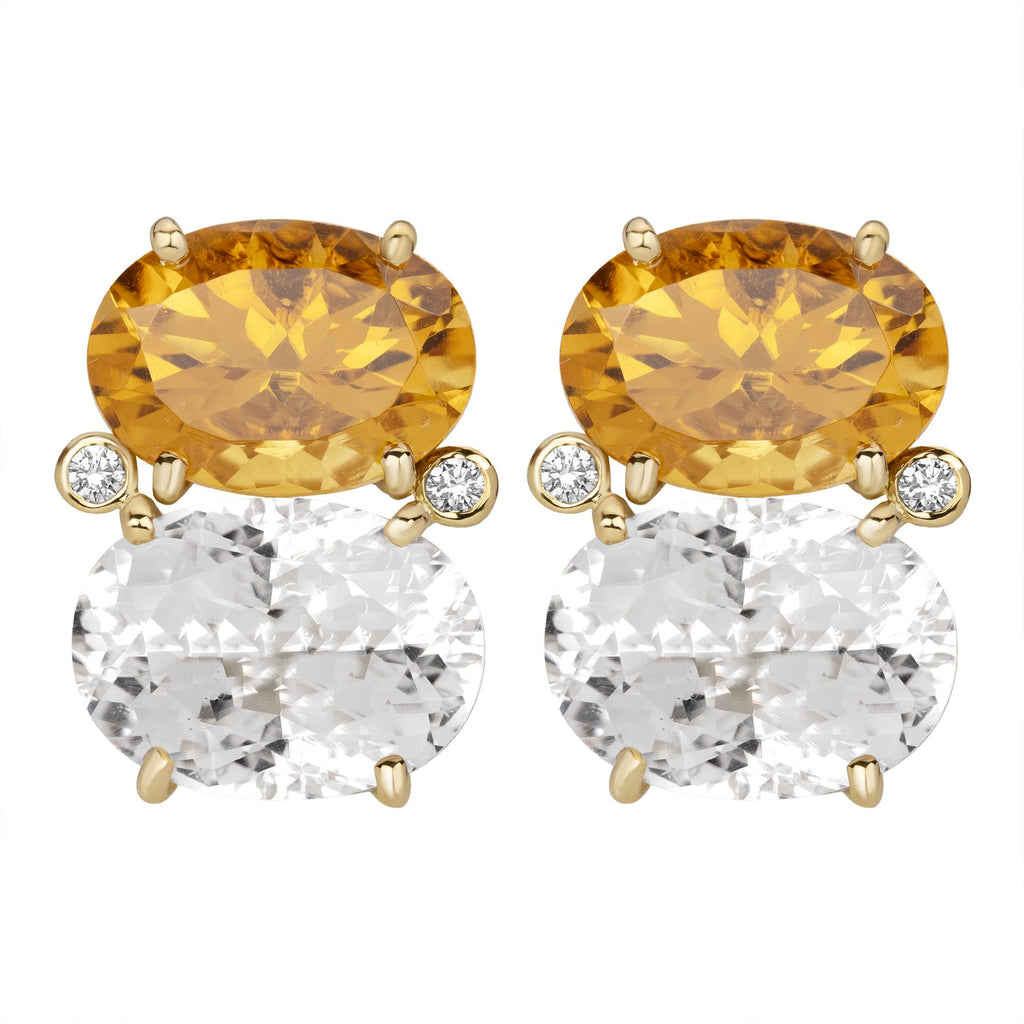 Earrings - Citrine, Crystal And Diamond