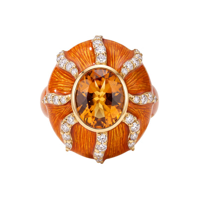 Ring - Citrine And Diamond (Enamel)