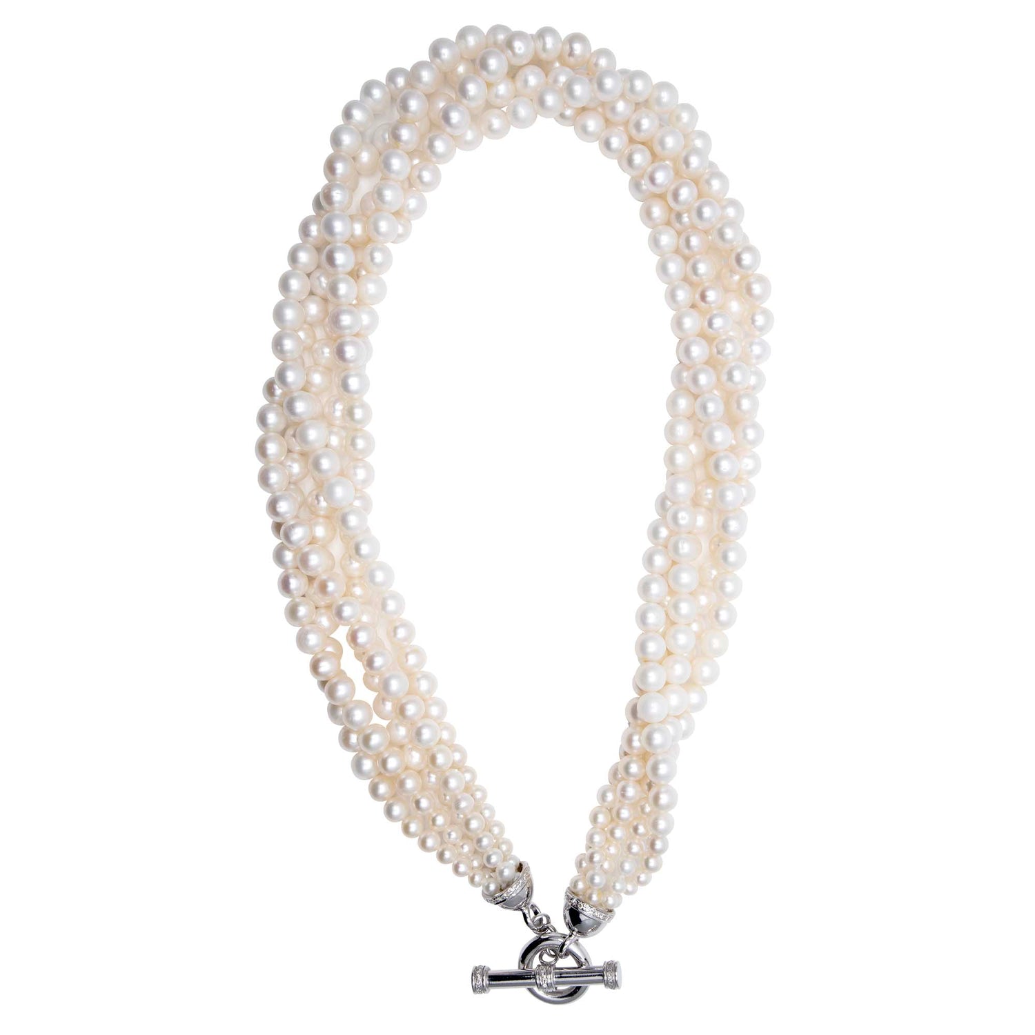 Toggle Necklace - Fresh Water Pearls And Diamond (327ES) | Singhvi Jewels