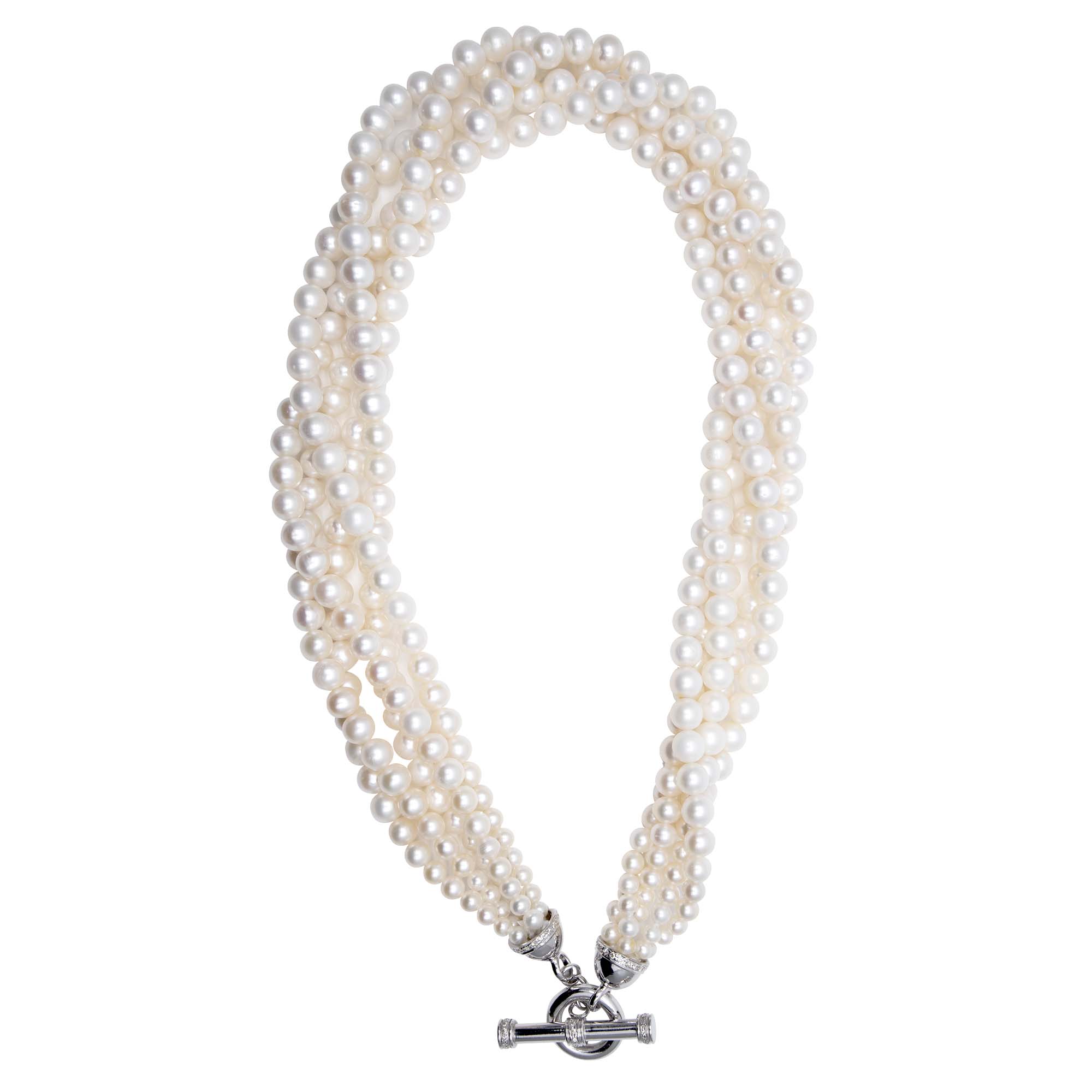 Toggle Necklace - Fresh Water Pearls And Diamond (327ES) | Singhvi Jewels