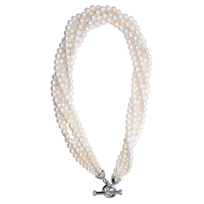 Toggle Necklace - Fresh Water Pearls And Diamond (327ES)