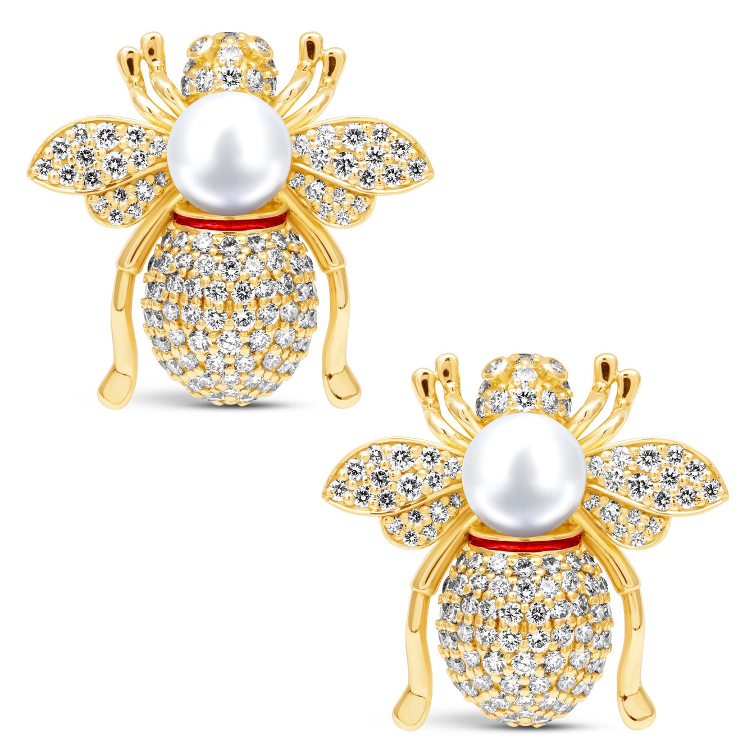 Earrings - South Sea Pearl And Diamond (Enamel) | Singhvi Jewels