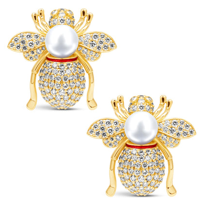 Earrings - South Sea Pearl And Diamond (Enamel) | Singhvi Jewels
