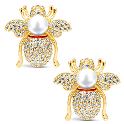 Earrings - South Sea Pearl And Diamond (Enamel)