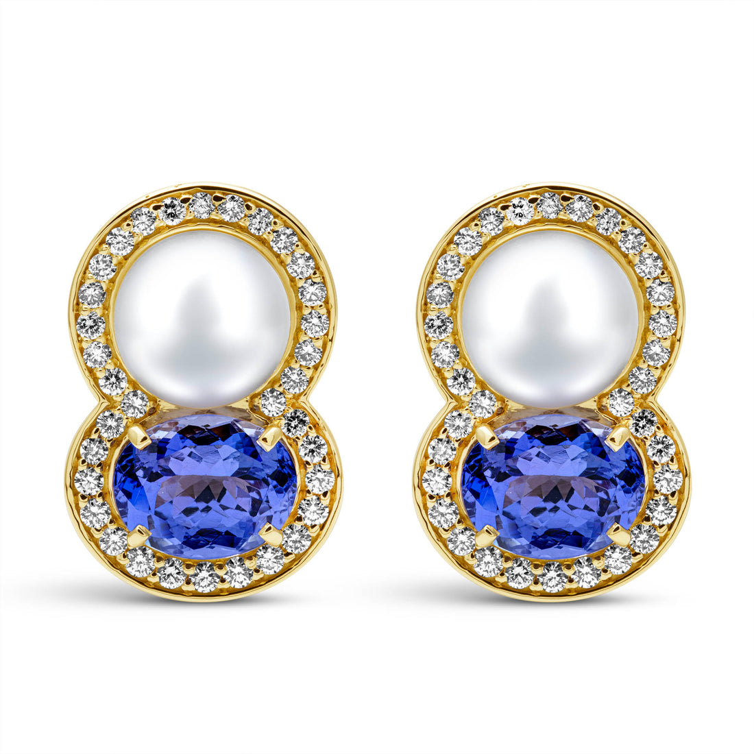 Earrings - South Sea Pearl, Tanzanite And Diamond | Singhvi Jewels