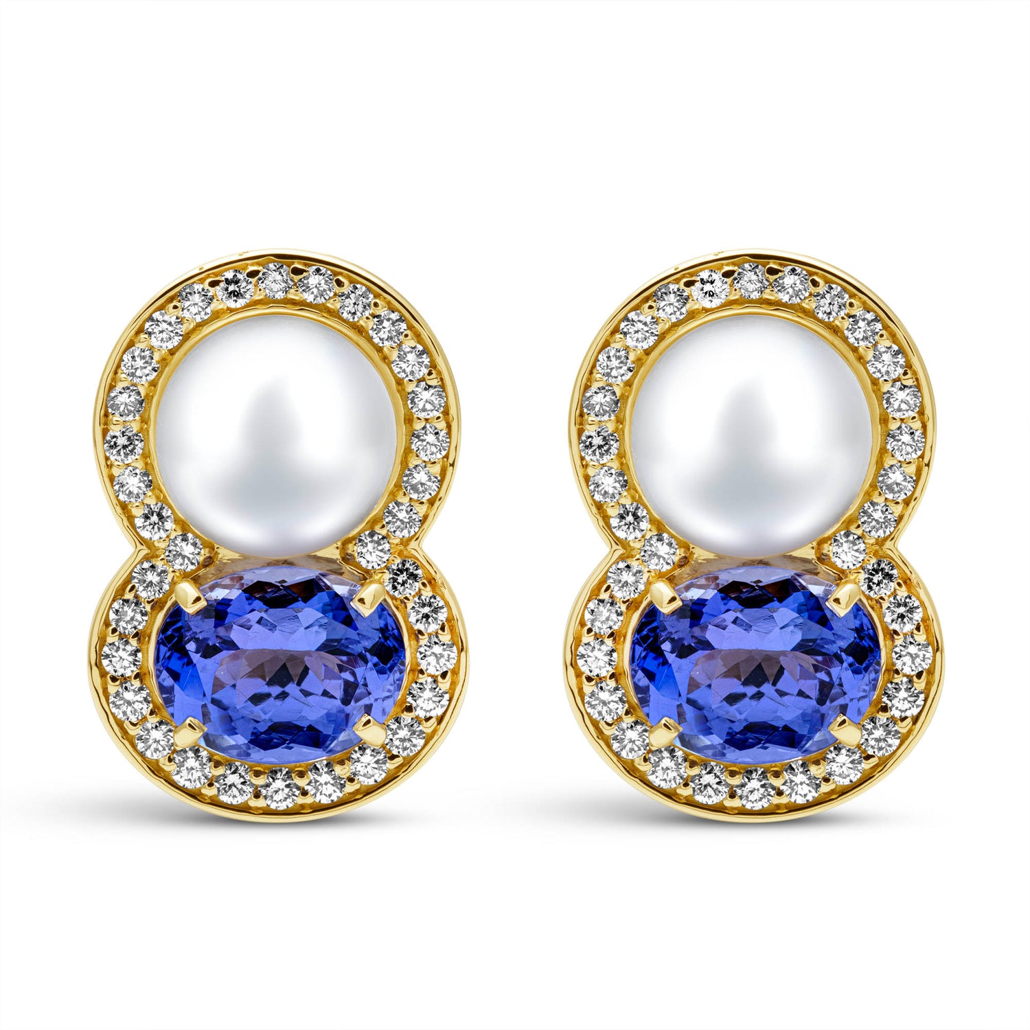 Earrings - South Sea Pearl, Tanzanite And Diamond | Singhvi Jewels
