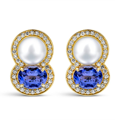 Earrings - South Sea Pearl, Tanzanite And Diamond | Singhvi Jewels