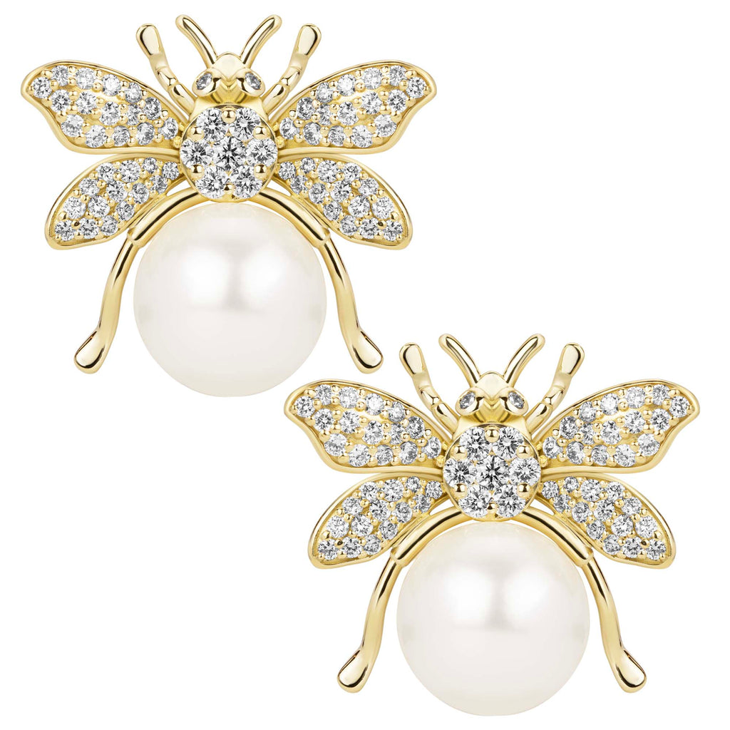 Earrings - Fresh Water Pearl And Diamond