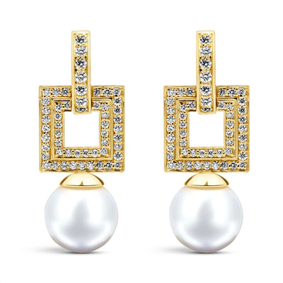 Earrings - South Sea Pearl And Diamond (2429B)