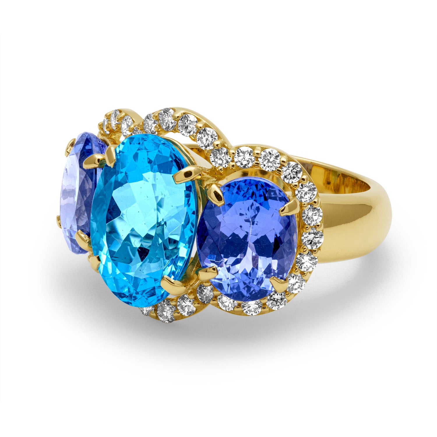 Ring - Blue Topaz, Tanzanite &amp; Diamond | Singhvi Jewels