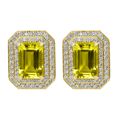 Earrings - Lemon Quartz And Diamond (2391F)