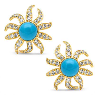 Earrings - Turquoise And Diamond