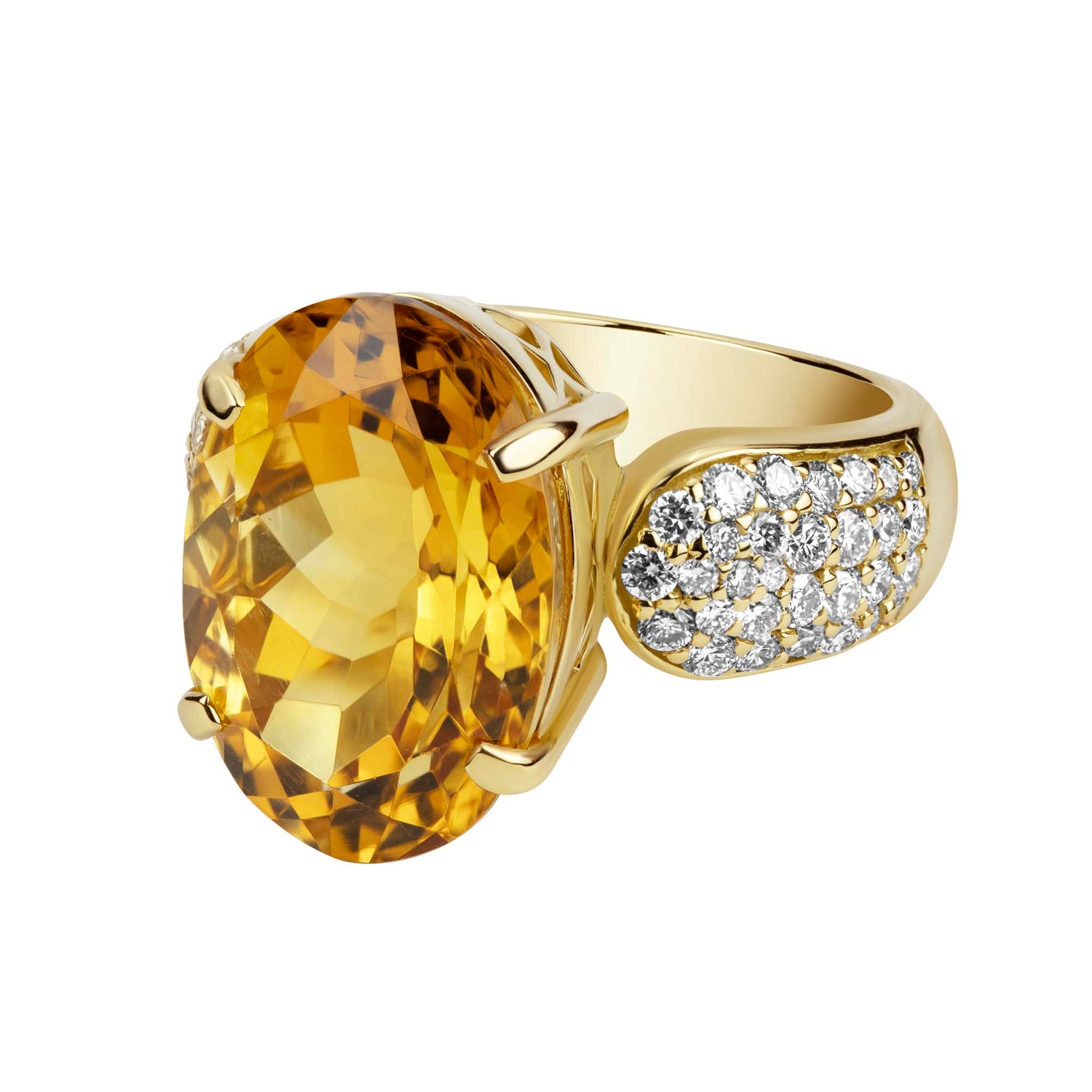 Ring - Citrine And Diamond (2391A) | Singhvi Jewels