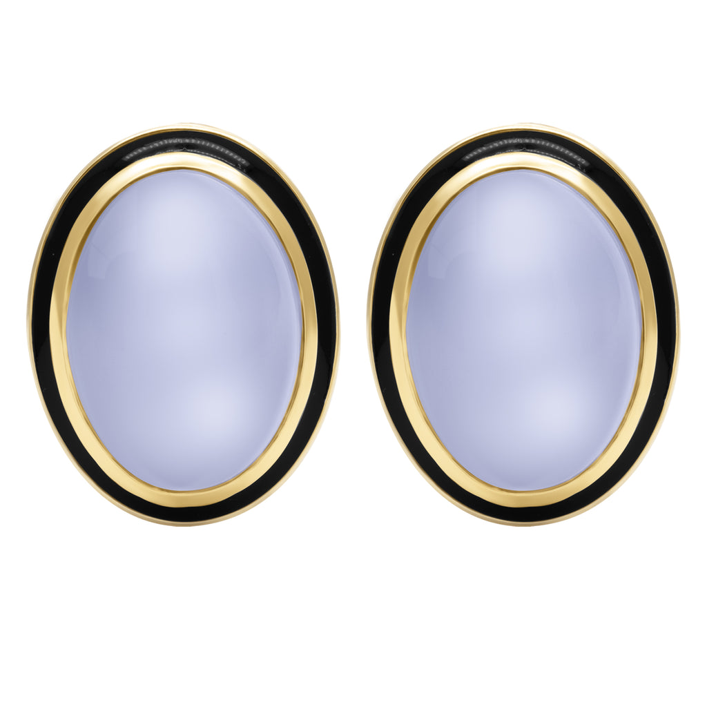 Earrings - Chalcedony (enamel) In 18k Gold