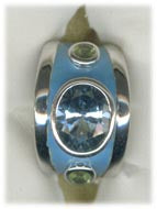 Repair - Ring - Blue Topaz and Peridot (Enamel) in Silver (141DS)