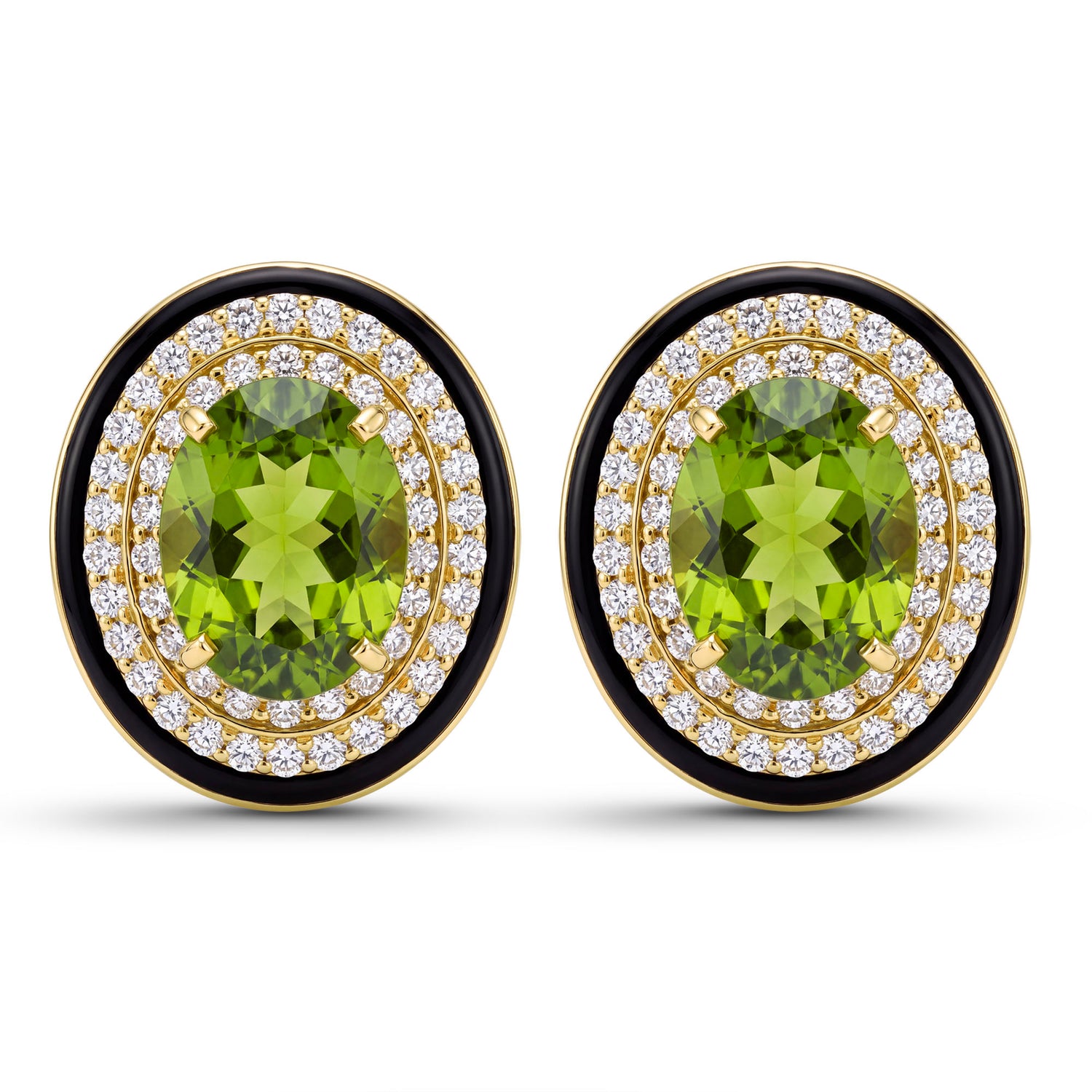 Earrings - Peridot And Diamond (Enamel) | Singhvi Jewels
