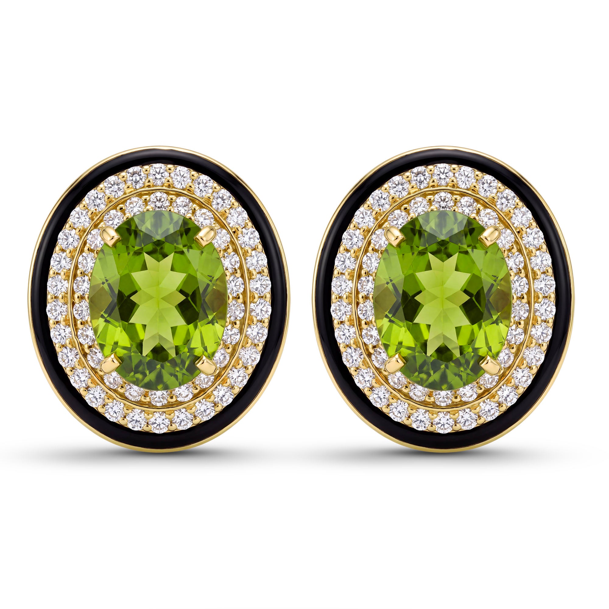 Earrings - Peridot And Diamond (Enamel) | Singhvi Jewels