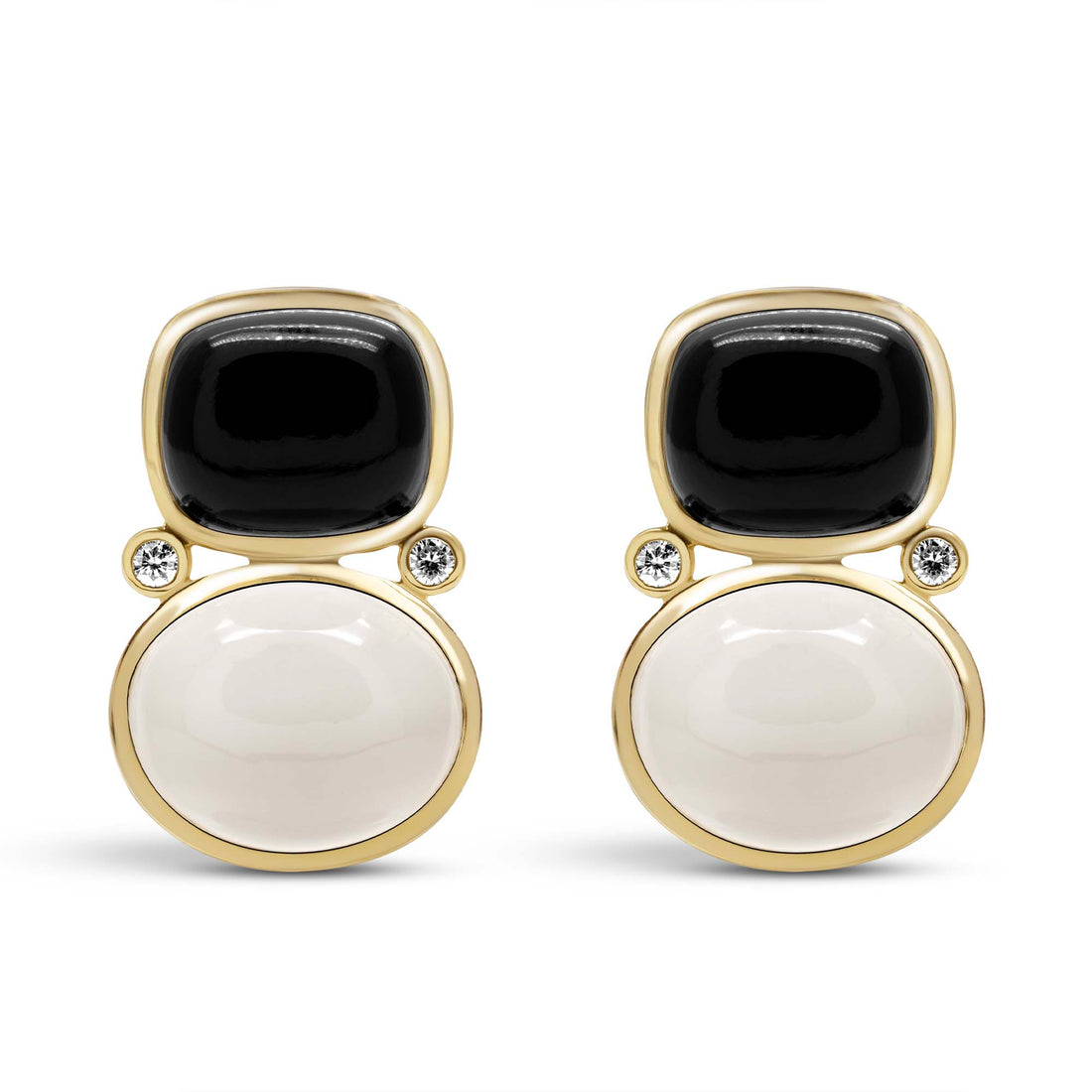 Earrings - Black Onyx, Moonstone And Diamond | Singhvi Jewels