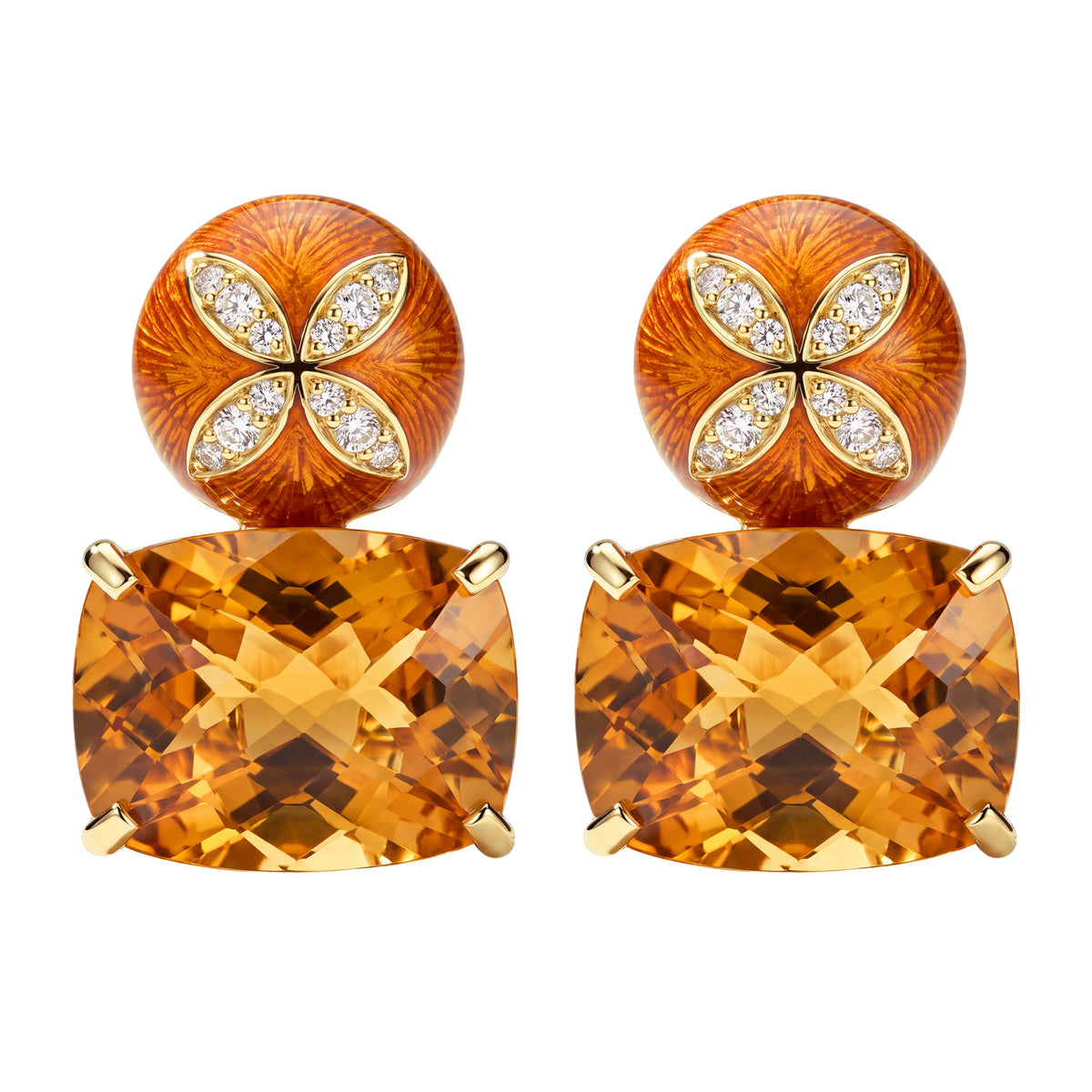 Earrings - Citrine And Diamond (Enamel) | Singhvi Jewels