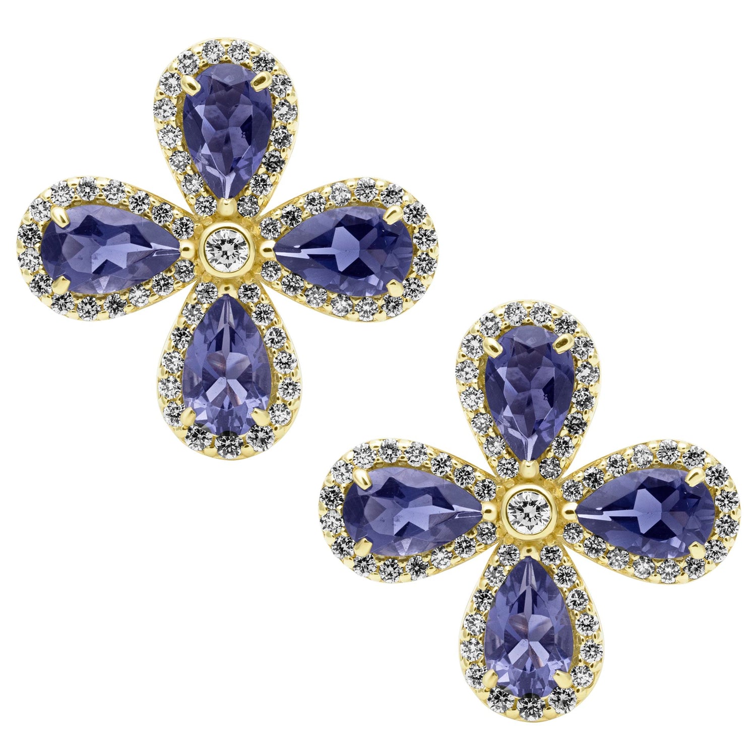 Earrings - Iolite and Diamond | Singhvi Jewels